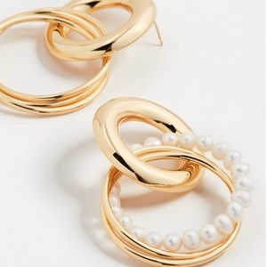 Cult Gaia Gold Pearl Asymmetrical Earrings